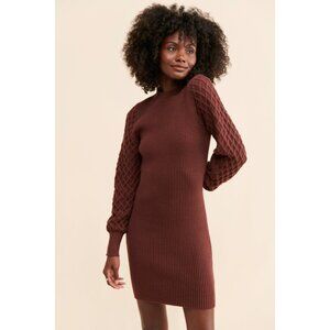 ADELYN RAE Women's Jonas Honeycomb Mini Dress Size S In Brown